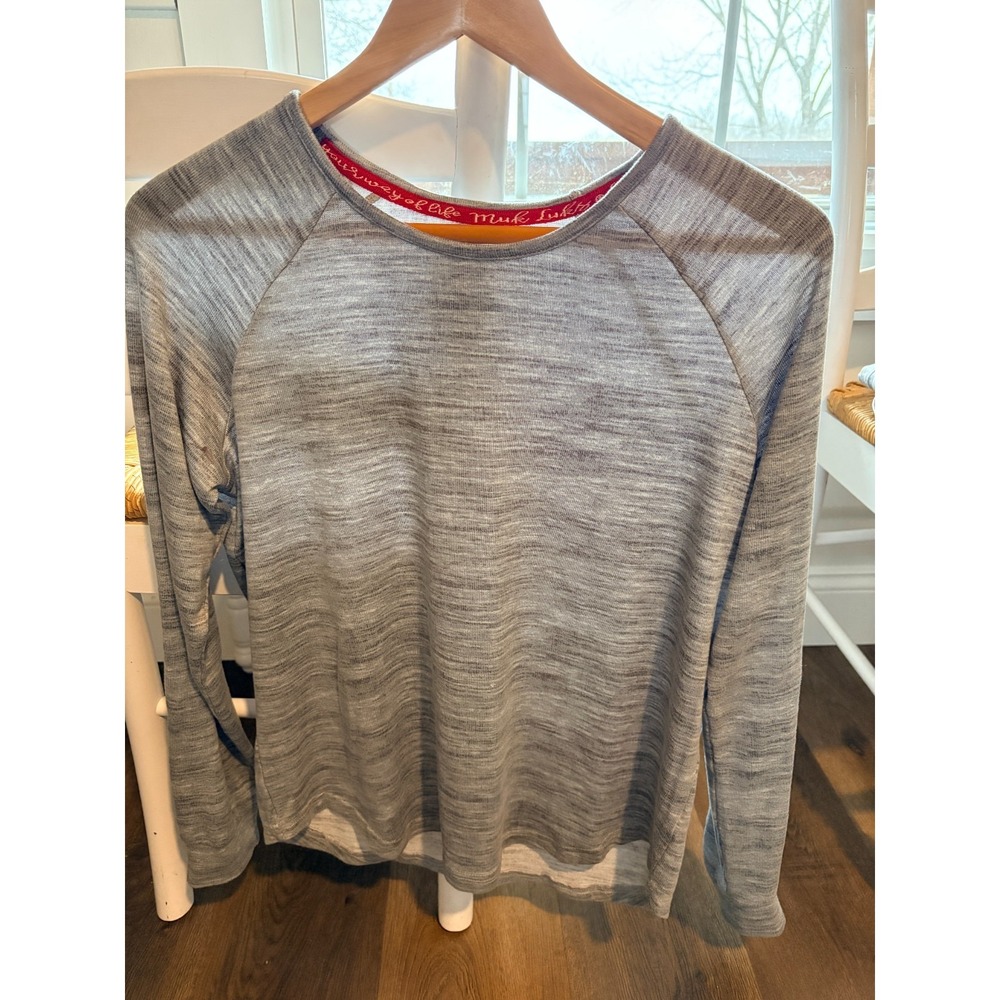 The Original MUK‎ LUKS Basic Grey Long Sleeve Top Lightweight Size S Small